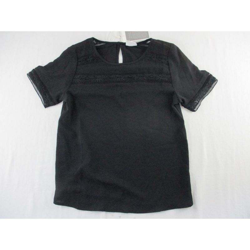 Vila Vsurasha Frauen Top Shirt mit Spitze Schwarz Gr 36