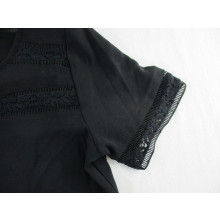 Vila Vsurasha Frauen Top Shirt mit Spitze Schwarz Gr 36