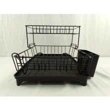 Dripex Geschirrständer Abtropfgestell Schwarz 2 Ebenen mit Glashalter Küche