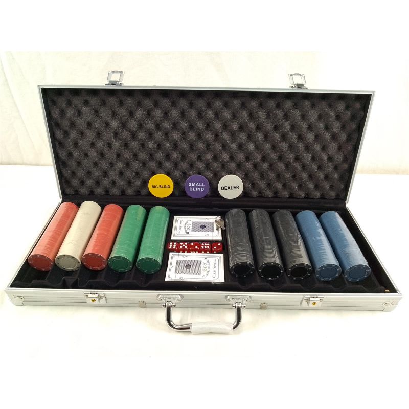 Pokerkoffer Pokerset Casino Koffer  mit 400 Chips 2 Kartendecks 5 Würfeln