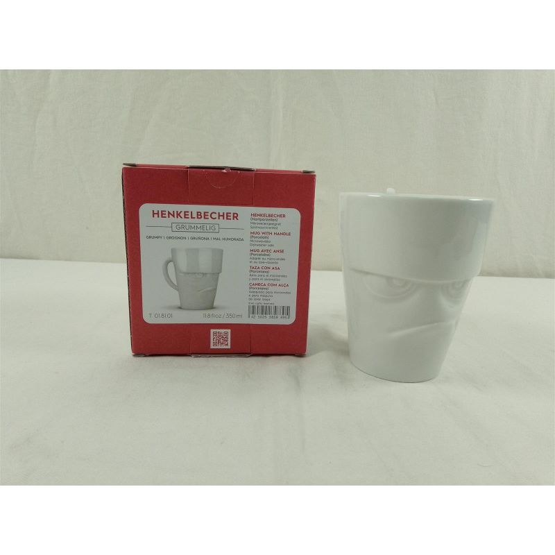 58 fiftyeight Products GeschirrTasse Henkelbecher grummelig weiß 350ml Porzellan