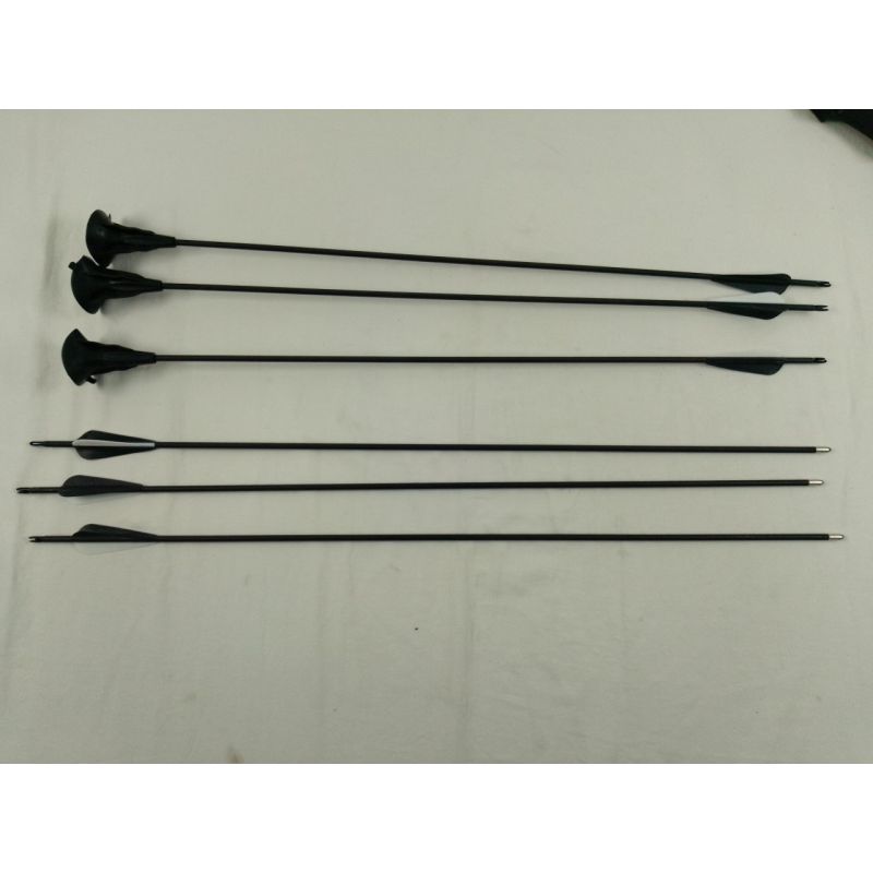 Bowrilla 6 Carbon-Hybrid Pfeilen und 3 Zielscheiben ohne Bogen