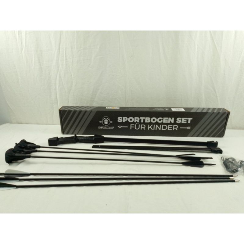Bowrilla Sportbogen Set für Kinder mit 6 Carbon-Hybrid Pfeilen und 3 Zielscheiben