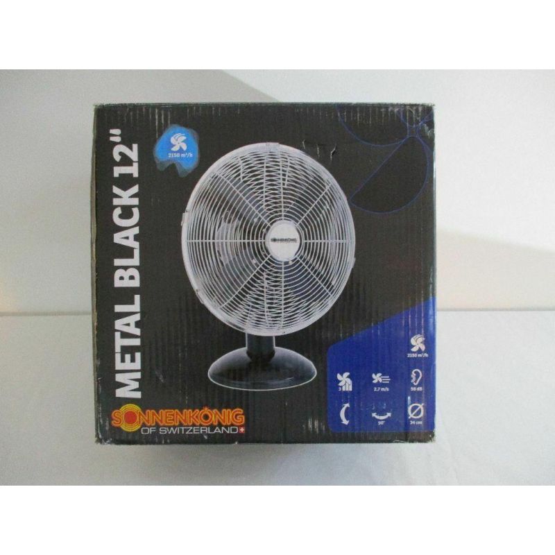 Sonnenkönig Metal Black 12 Zoll Tischventilator schwarz
